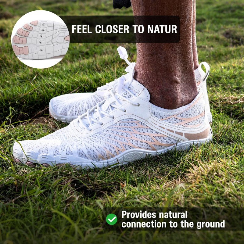 2026 New Barefoot Shoes for Women Mens,Hiking Barefoot Shoes Womens Footwear,Comfortable & Non-Slip Barefoot Vitality Shoe Women's Athletic Footwear,Wide Toe Box Water Shoe for Women Men White