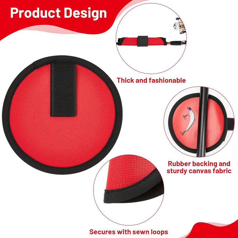 Fishing Lure Covers - 8 Pack Bait Storage Sleeves | 5.9 Inch Hook Wraps for Rod Safety - Red