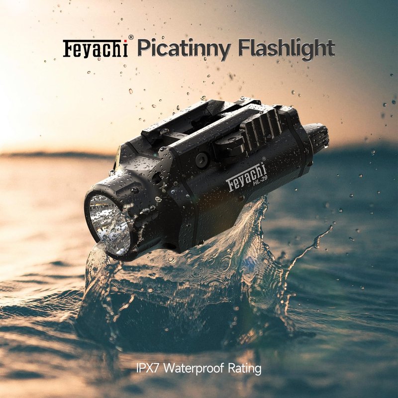 Feyachi Tactical Flashlight - 1500 Lumens Rail Mounted Flashlight, with 5 Interchangeable Picatinny Rail Adapters, Fits Multiple Models, IPX7 Water-Resistant Pistol Light