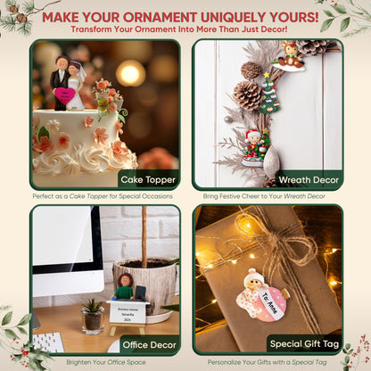 3D Baubles Family of 7 Christmas Ornament 2025 Personalized Family Christmas Ornaments 2025 | Red Cardinals in Green Personalized Tree Ornaments Customizable Gifts Xmas Balls of Seven Ornament Star