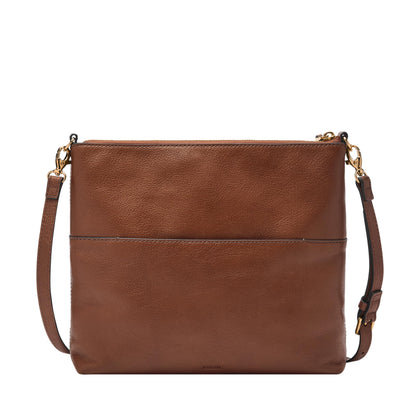Fossil Women's Fiona Leather Large Crossbody Purse Handbag, Brown (Model: ZB7669200)