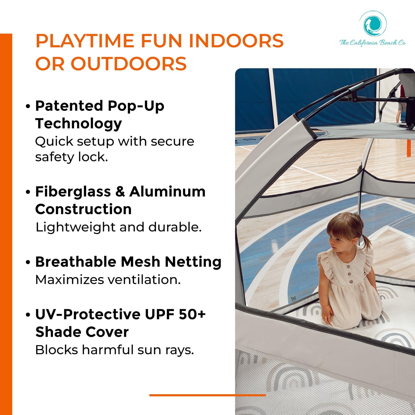 POP 'N GO PLAYPEN - Indoor & Outdoor Baby Playpen for Babies and Toddlers - Baby Beach Tent, Foldable, Portable W/Canopy, Travel Bag, & Mosquito Net - Pop Up Pack and Play Tent (Warm Ivory)