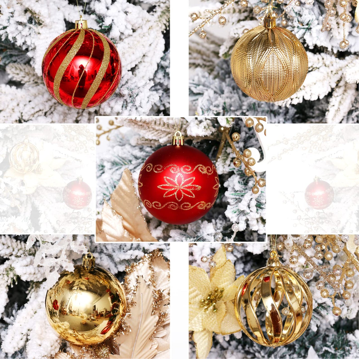 Christmas Ball Ornaments Set, 20pcs 3.15'' Red and Gold Christmas Shatterproof Ornaments Set for Xmas Tree Traditional Christmas Tree Decoration Hanging Baubles for Home Decor