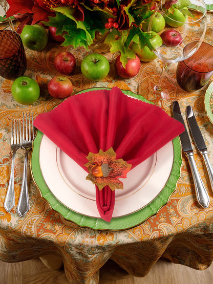 Thanksgiving Napkin Rings Set of 12- Fall Napkin Rings Holders with Harvest Acorns Maple Leaf for Autumn Thanksgiving Themed Party Wedding Family Gathering Farmhouse Table Decor