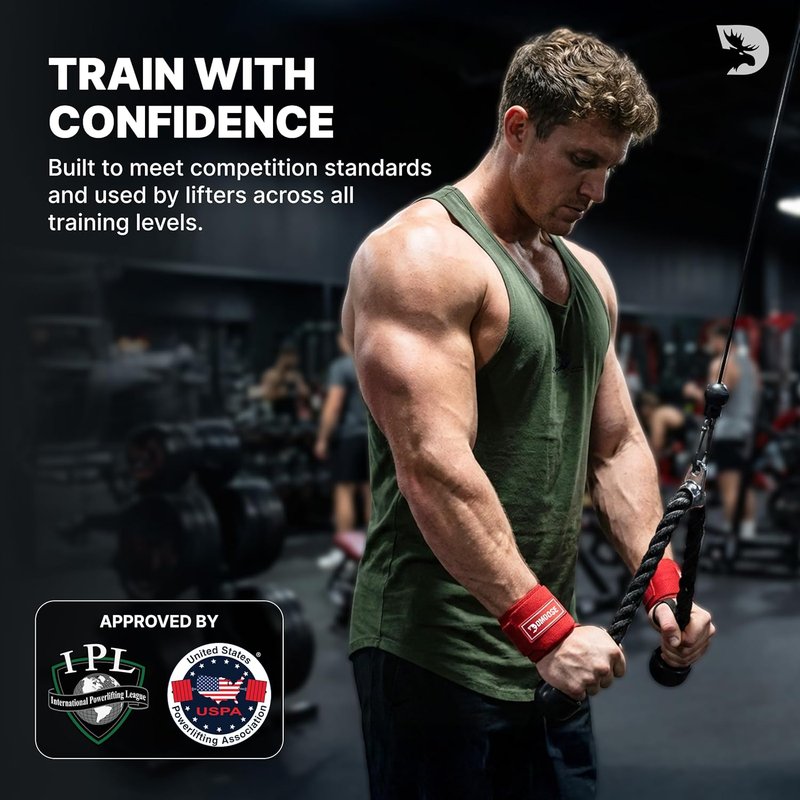 DMoose Fitness Wrist Wraps - Heavy Duty Weightlifting Support Straps | 18" with Thumb Loop for Pain Relief
