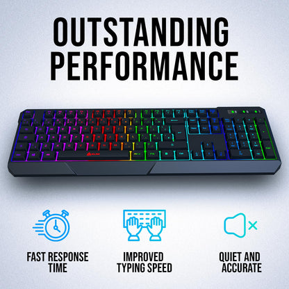 KLIM Chroma Wireless Keyboard UK Layout + Slim, Durable, Ergonomic, Quiet, Waterproof, Silent Keys + Backlit Wireless Gaming Keyboard For Laptop PC Gamer PS4 Mac + NEW VERSION + Black
