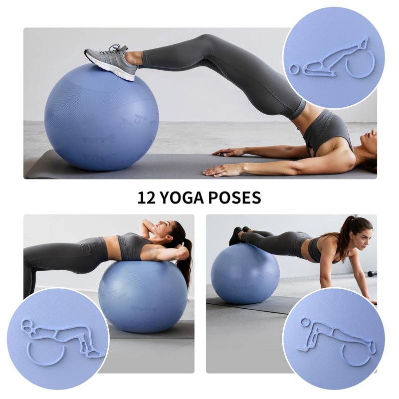 FITMIND Extra Thick Yoga Ball with Training Instruction, Anti-Burst Slip Resistant Exercise Ball with Pump for Pilates,Physical Therapy,Pregnancy Stability,Birthing Ball 22in 26in 30in
