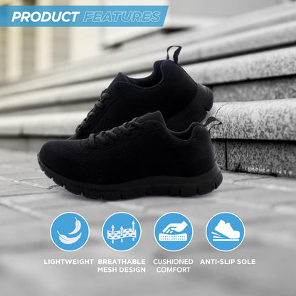 Get Fit Mens Mesh Running Trainers Athletic Walking Gym Shoes Sport Run - Black - 10