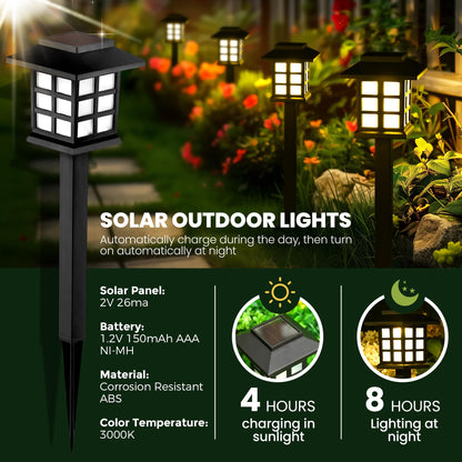 GIGALUMI Solar Lights Outdoor Garden, 8 Pack Garden Lights Solar Powered Waterproof, Solar Lights Outdoor, Landscape, Path, Yard, Patio, Driveway,Pathway,Warm White,Auto ON/Off