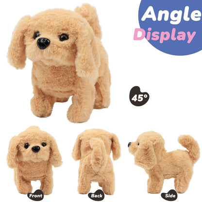 Hopearl Walking Dog Golden Retriever Interactive Electronic Pet Plush Toy Puppy Woof and Moving Animated Nodding Head Gift for Toddlers Birthday, Brown, 18cm
