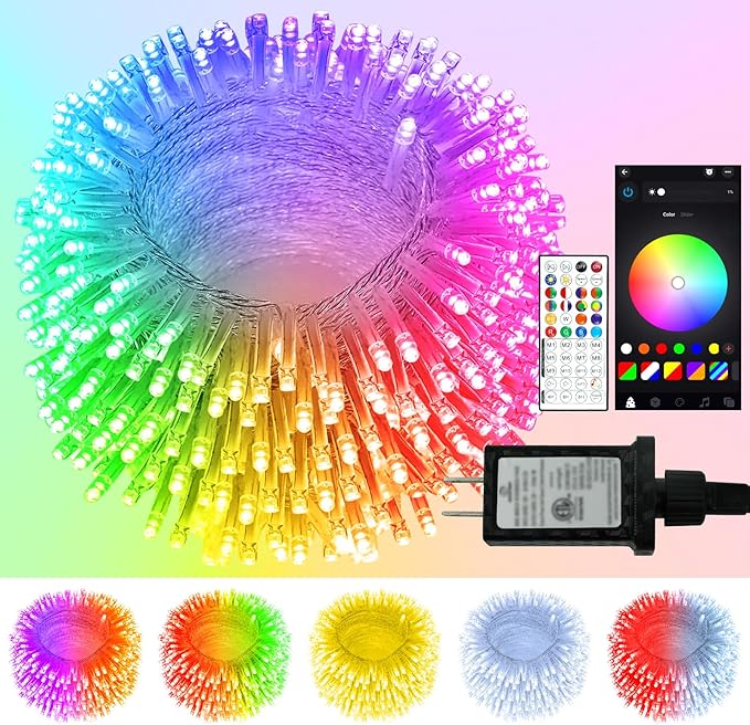 Smart Color Changing Christmas Lights, 138FT 400LED App Control RGB LED String Light with Remote & Timer, Twinkle Smart String Lights Waterproof Christmas Decorations