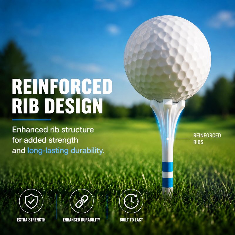 CHAMPKEY Advanced 5-Prong Plastic Golf Tees 120 or 100 Pack - 50% Ball Contact Surface Optimization with Longer Distance Performance Golf Tees Plastic(White-Assorted Pack,3-1/4"(120 Assorted Pack))