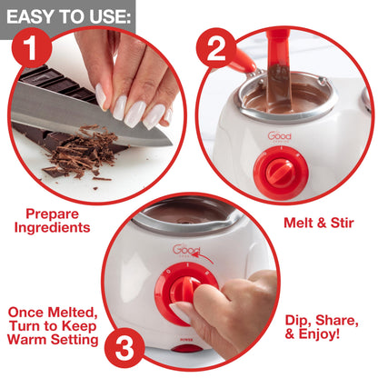 Dual Electric Chocolate Melting Pot Set- Halloween Candy Bar Making or Fondue Fountain Kit w/ 30 Bonus Accessories-Dip, Drizzle & Decorate Strawberries, Marshmallow, Snacks- Party Appetizers Desserts