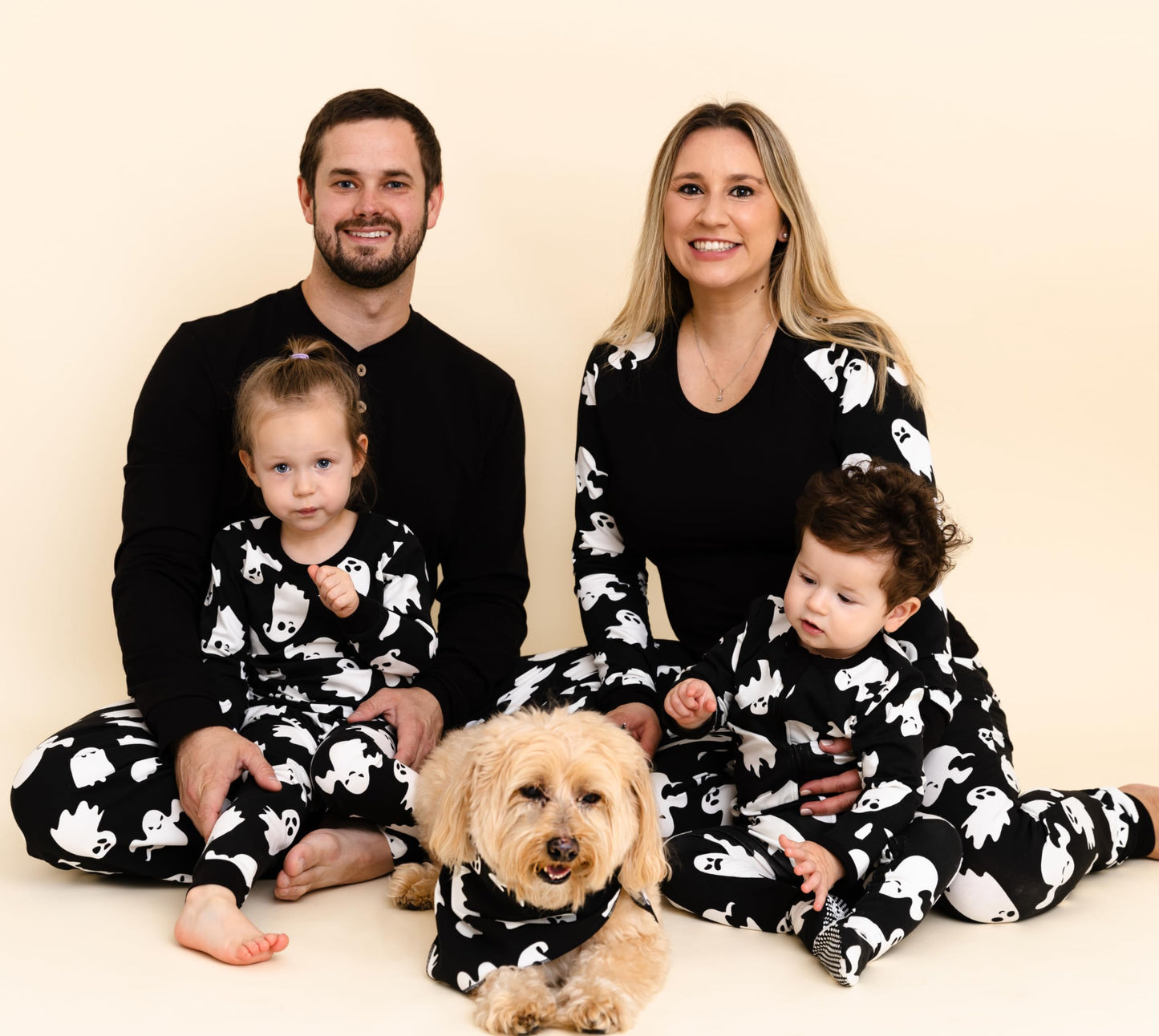Owlivia Christmas Halloween Pajamas For Family, Organic Cotton Holiday Pajamas Matching Sets(2-Piece Women Pjs, Large, Halloween Ghosts)
