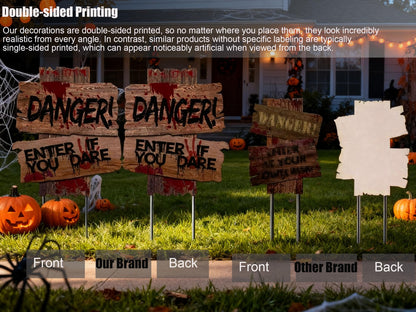 Halloween Decorations, 3 Pack 15" x 12" Yard Signs Stakes Props Outdoor Decor Scary Zombie Vampire Graves Holiday Party Supplies