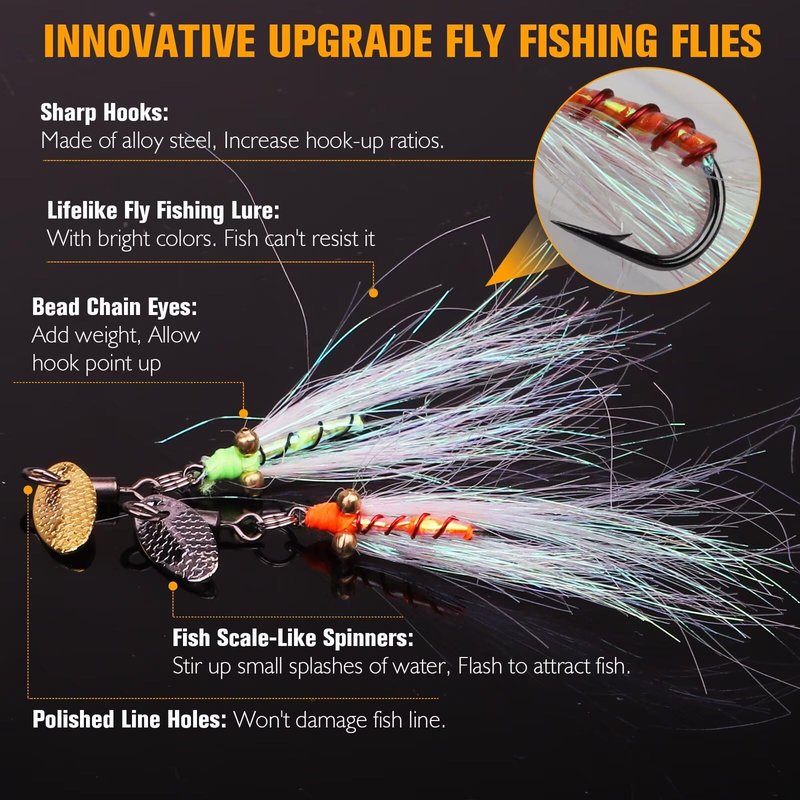Dovesun Fly Fishing Lures Crazy Charlie Fly Fishing Flies Wet Fishing Lures Fishing Spinner for Bass Sunfish Pike Trout Flies Fly Fishing Accessories #10 5PCS