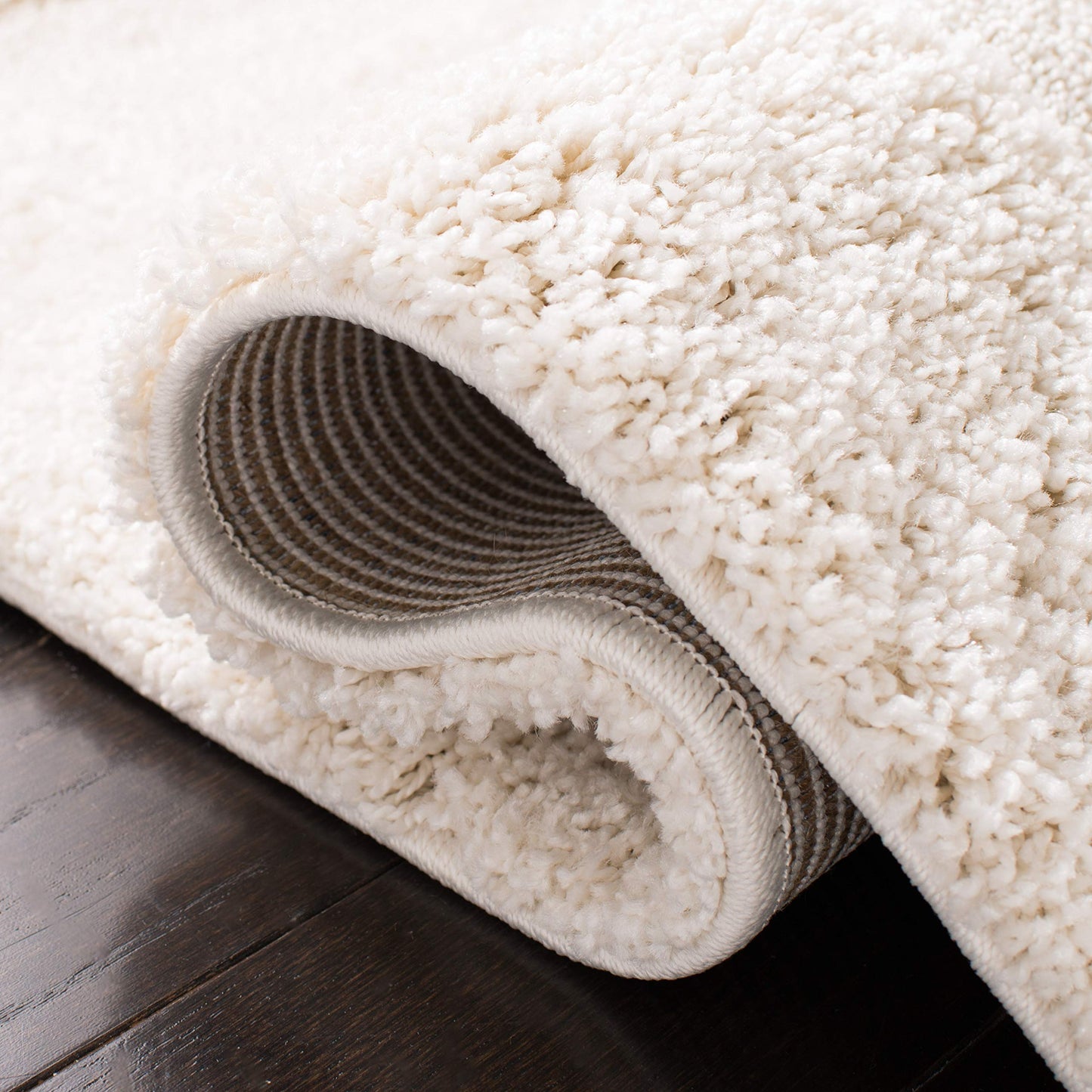 SAFAVIEH Florida Shag Collection Area Rug - 9'6" x 13', Creme & Creme, Border Design, Non-Shedding & Easy Care, 1.2-inch Thick Ideal for High Traffic Areas in Living Room, Bedroom (SG454-1111)