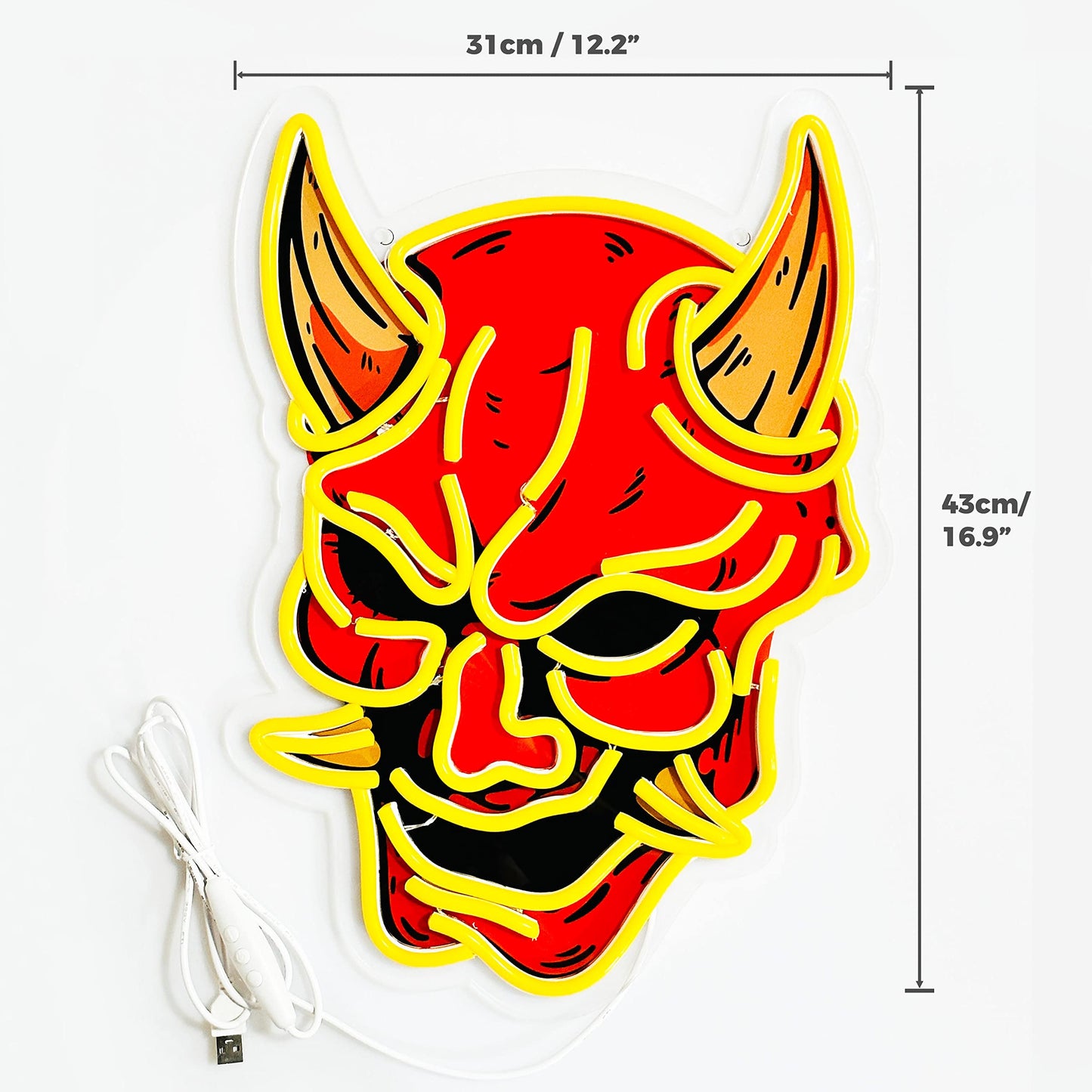 Hannya Mask Neon Sign for Game Room, Tattoo Shop, Tattoo Studio Decor LED Anime Neon Light Cool Room Accessory Japanese Demon Evil Spirit Hannya Sign
