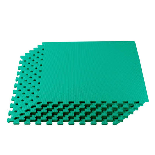We Sell Mats 3/8 Inch Thick Multipurpose Exercise Floor Mat with EVA Foam, Interlocking Tiles, Anti-Fatigue for Home, or Gym, Green, 16 Sq Ft
