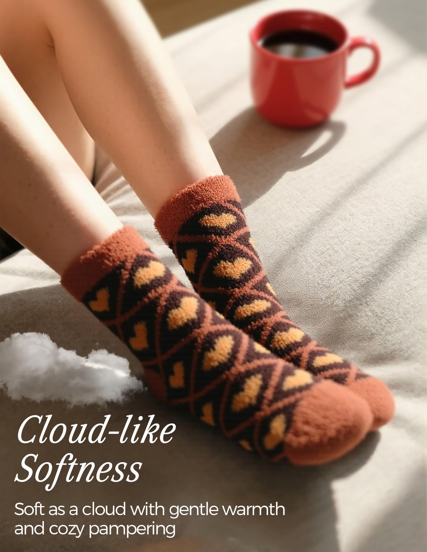 TEHOOK 5 Pairs Warm Soft Cozy Fluffy Fuzzy Socks for Fall Halloween Christmas Gifts