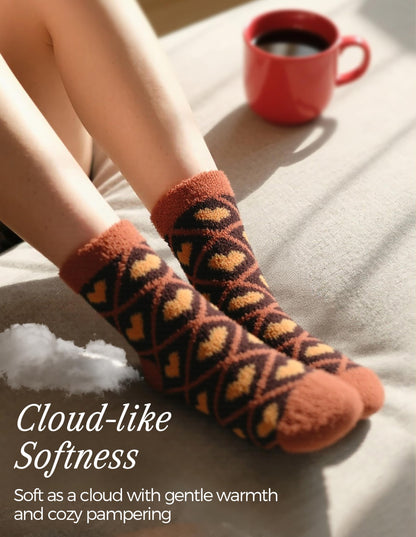 TEHOOK 5 Pairs Warm Soft Cozy Fluffy Fuzzy Socks for Fall Halloween Christmas Gifts