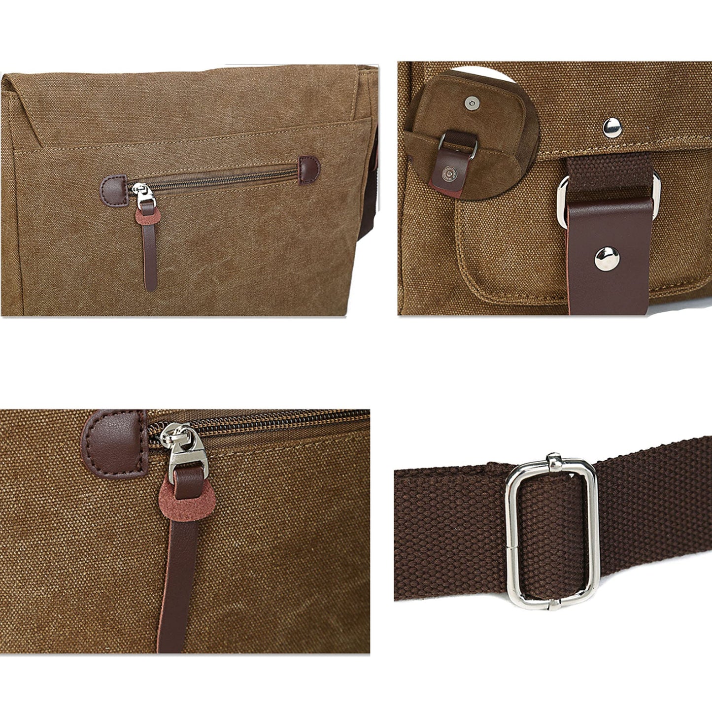 XFLYP Messenger Bag Mens, Men Shoulder Bags Canvas Satchel Cross Body Messenger School Working Satchel Briefcase, with Multiple Pockets for Work, School, Traveling and Daily Use, Brown