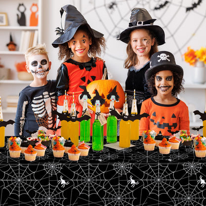 2 Pcs Halloween Tablecloth - Plastic Halloweens Spider Webs Table Cloth, Black Disposable Rectangle Spiderweb Table Cover for Halloween Party Decorations Supplies Favors Tables Decor, 108 x 54 Inch