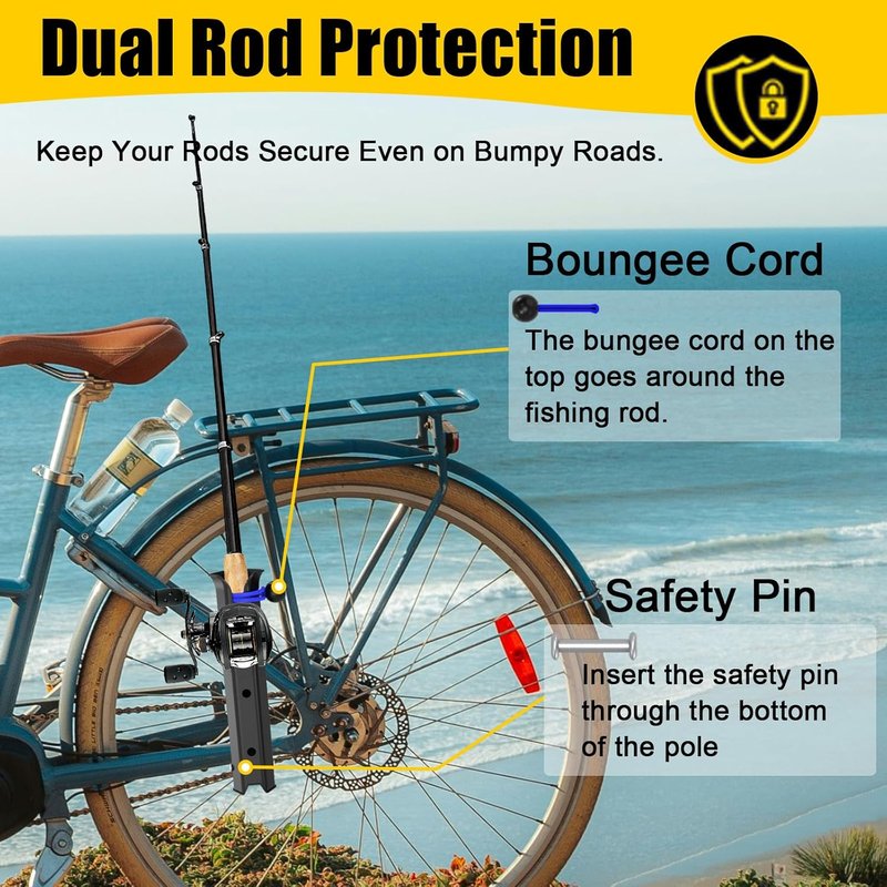 Bike Fishing Rod Holder - Hand-Release Clamp for Round Tubes | Compatible with Bicycles, Boats, Carts, ATVs