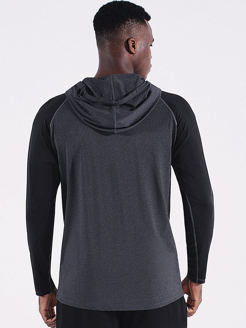 NELEUS Men's Running Shirt Long Sleeve Workout Shirts with Hoods,5102,3 Pack,Dark Grey/Slate Grey/Red,XX-Large