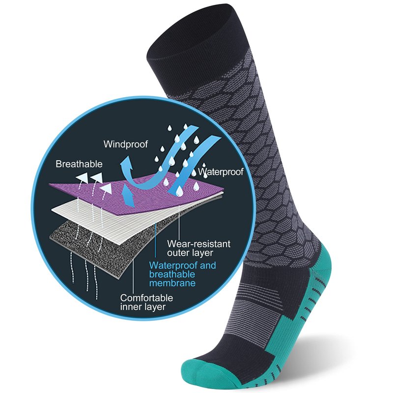 RANDY SUN Waterproof Fishing Socks, Men's Novelty Fishing Gear and Equipment Knee Length Hiking Socks Grey& Black& Green, Meidum
