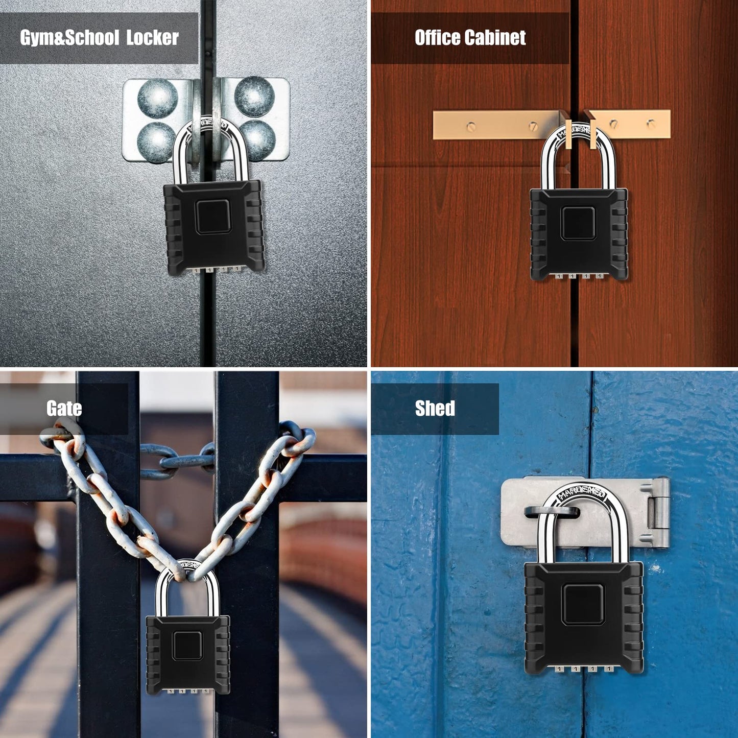Diyife Heavy Duty Combination Padlocks Outdoor, [Weatherproof] 52mm Large 4 Digit Code Padlock with 8mm Thick 304 Stainless Steel Shackle for Garage, Home, School, Gate, Shed, Fence, Warehouse, Gym