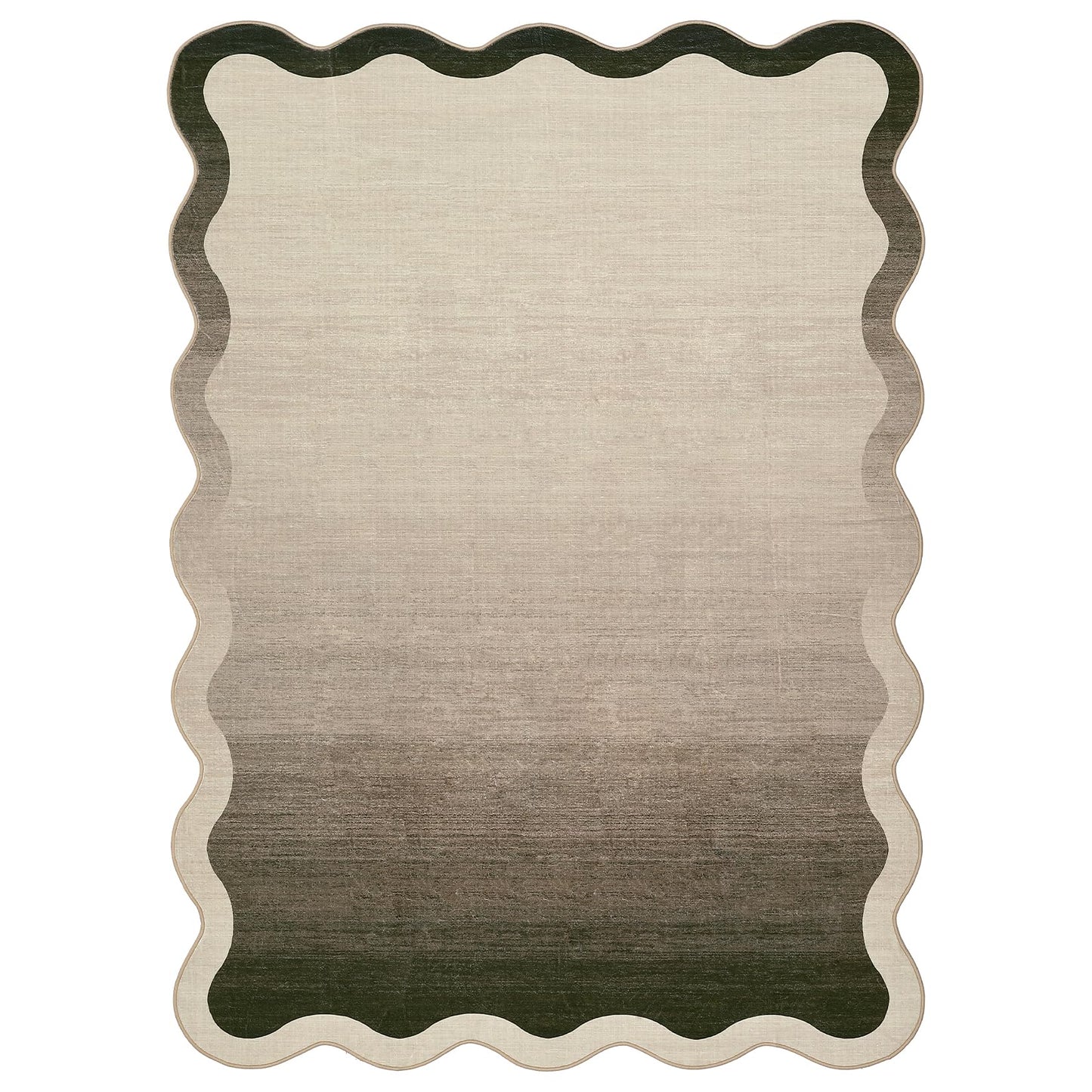 LUXLOOM Large Modern Scalloped Living Room Rug 10x13 Ombre Rugs for Bedroom Soft Low Pile Neutral Indoor Rug Non Slip Stain-Resistant Gradient Carpet for Playroom Dining Room Nursery Kids Room Camel