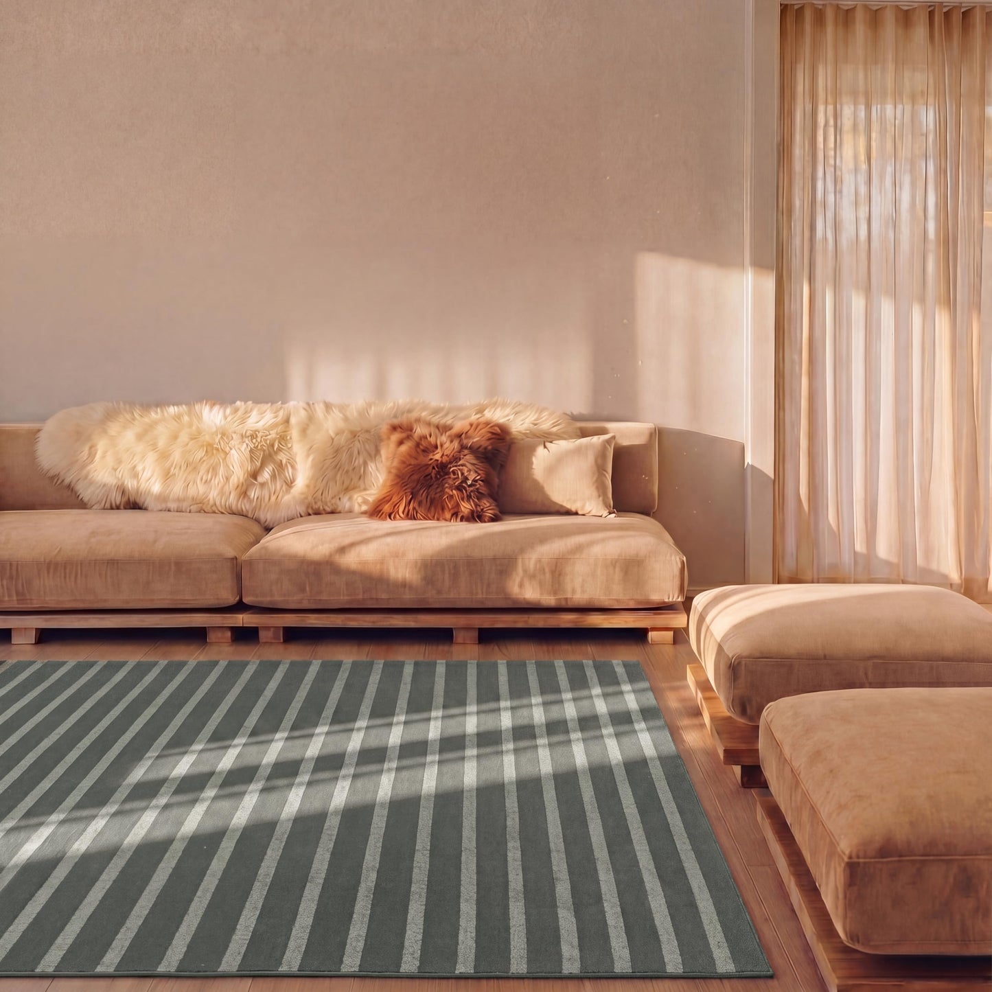 Revival Rugs Staves 8'x10' Area Rugs for Living Room Bedroom Dining Room - Washable, Oeko-TEX Certified, Modern, Green