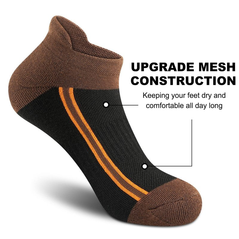Gonii Men's Running Athletic Ankle Socks - Thick Cushioned Low Cut Socks (5 Pairs)