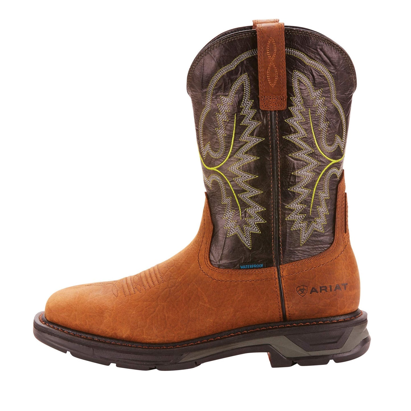 ARIAT Mens WorkHog XT Wide Square Toe Waterproof Work Boot Distressed Brown/Bravo Brown 10