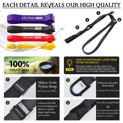 Ally Peaks Pull Up Assistance Bands System,Up to 410 lbs Assistance, Resistance Bands,Adjustable and Replaceable Pull Up Assist Band,Assisted Pull Up Resistance Bands for Pull Up Assist Push Up Assist