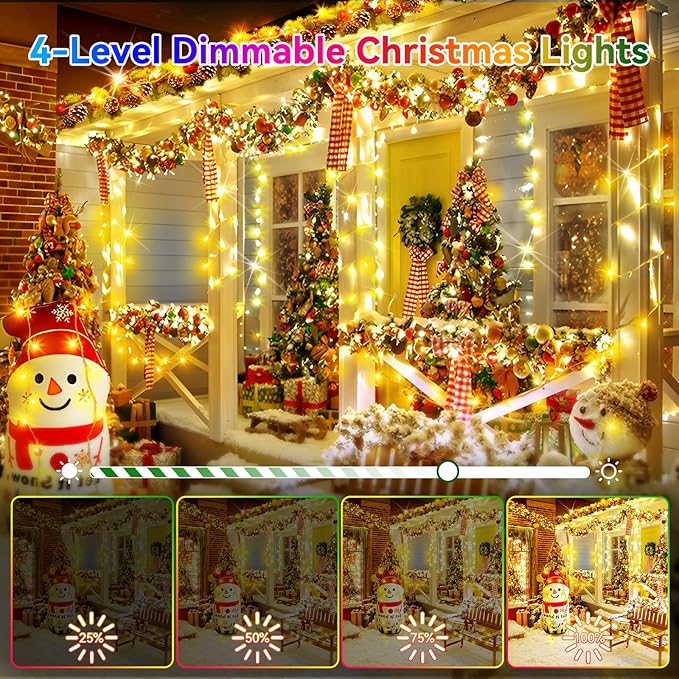 Heceltt Christmas Lights Outdoor, 125FT 350 LED String Lights 8 Modes and Timer Memory Function Twinkle Fairy Lights Waterproof Plug in for Xmas Tree Wedding Party Holiday Decor(Warm White)