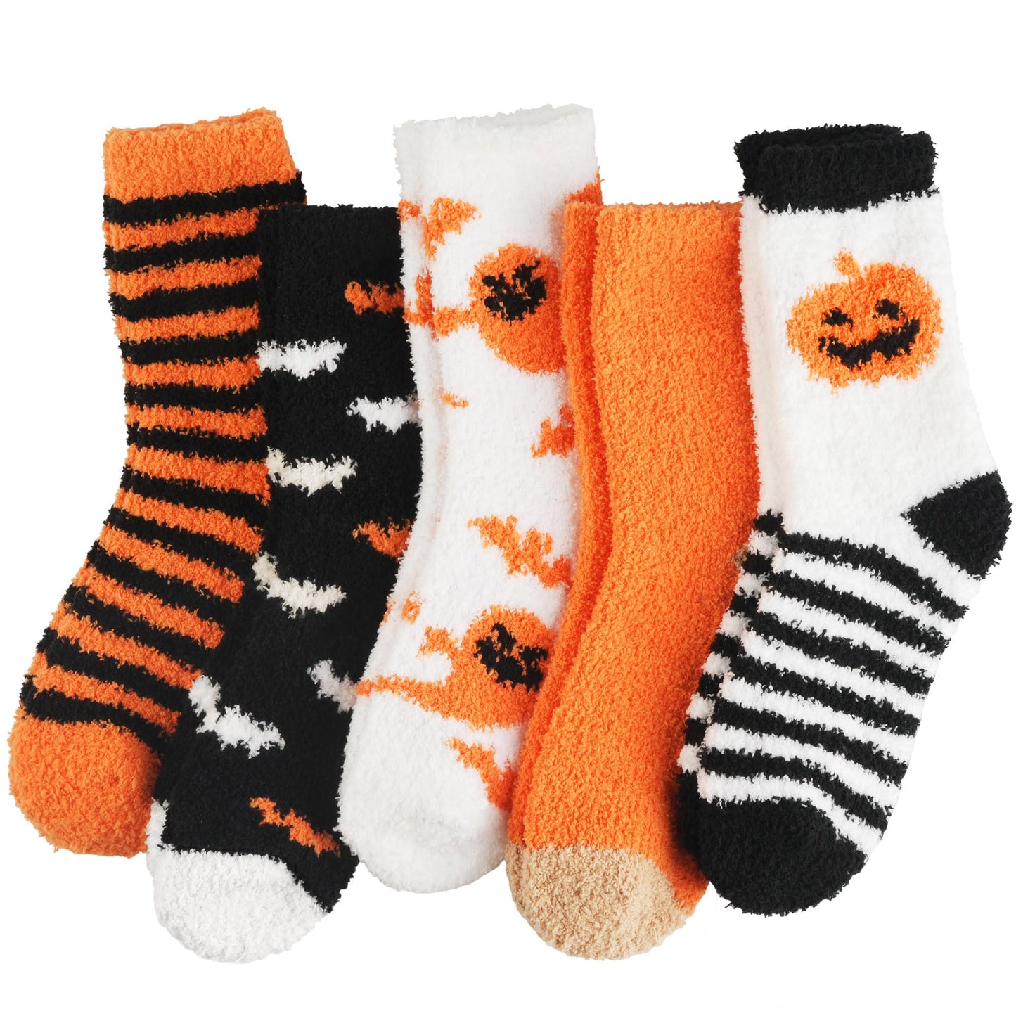 floconssy Halloween Fuzzy Socks for Women, Fall Pumpkin Gifts Slippers Socks Funny Fluffy Cozy Freaky Boo Basket Stuffers