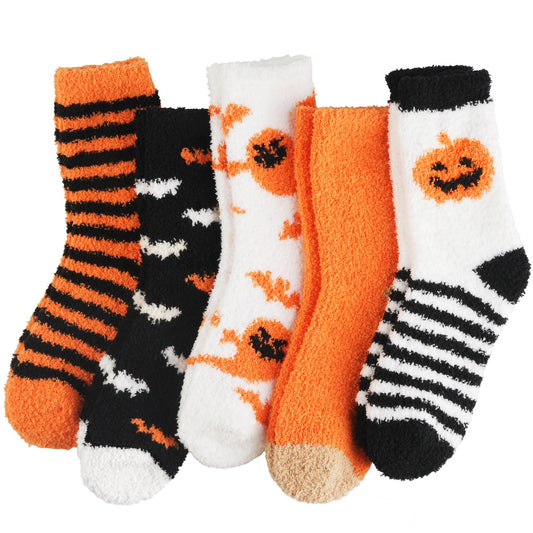 floconssy Halloween Fuzzy Socks for Women, Fall Pumpkin Gifts Slippers Socks Funny Fluffy Cozy Freaky Boo Basket Stuffers