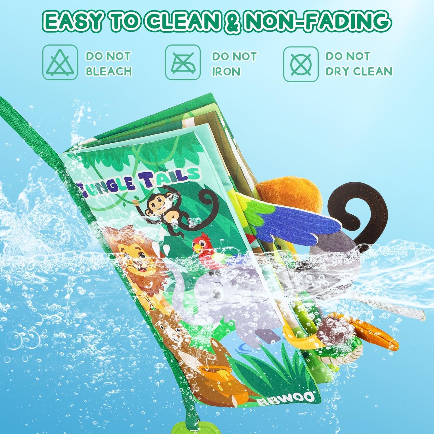 BBWOO Baby Book Toy 0-6 Months - Baby Boy Girl Shower Gift - Tummy Time Toy for Infant 6 to 12 Months - Touch and Feel Crinkle Book for Newborn Toddler with Teether - Easter Basket Essentials Stuffers