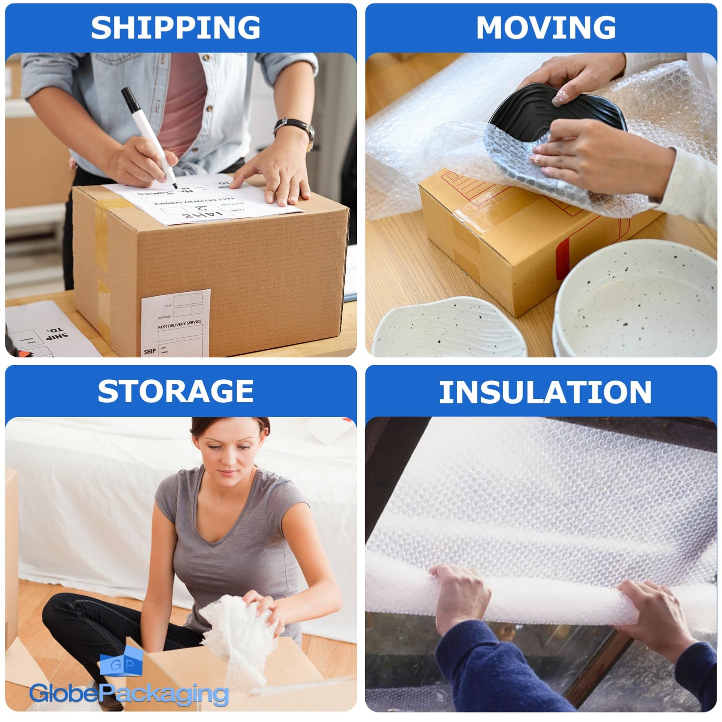 Globe Packaging 500mm x 100m Large Bubble Wrap Roll with Small Air Bubbles - Cushioning & Protection Packaging for Moving House, Ecommerce and Storage