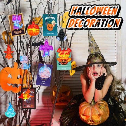 84 PCS Halloween Pop Fidget Toys Pack, Party Favors Supplies for Kids 4-8 8-12, Relieves Stress Anxiety Toys Pop Keychain Bulk, Classroom Rewards