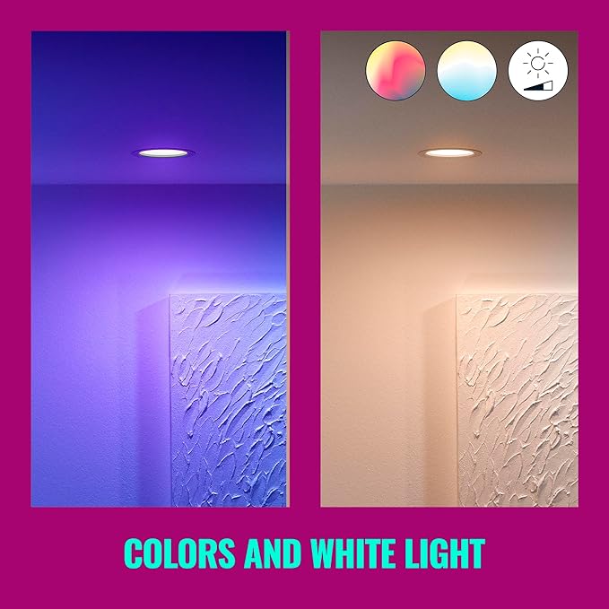 WiZ Connected Retrofit Recessed Downlight, 1150 Lumens, 6 Inch Matter Compatible LED Color Changing Lights, Motion Recessed Lighting ,Connects to your Wi-Fi, 1 Pack