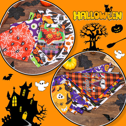 30 Pcs Halloween Dog Bandanas Bulk Adjustable Dog Scarves Bibs Pumpkin Bat Ghost Puppy Bandanas Pet Neckerchief Washable Holiday Halloween Bandanas for Small Medium Large Dog Pet Grooming Accessories