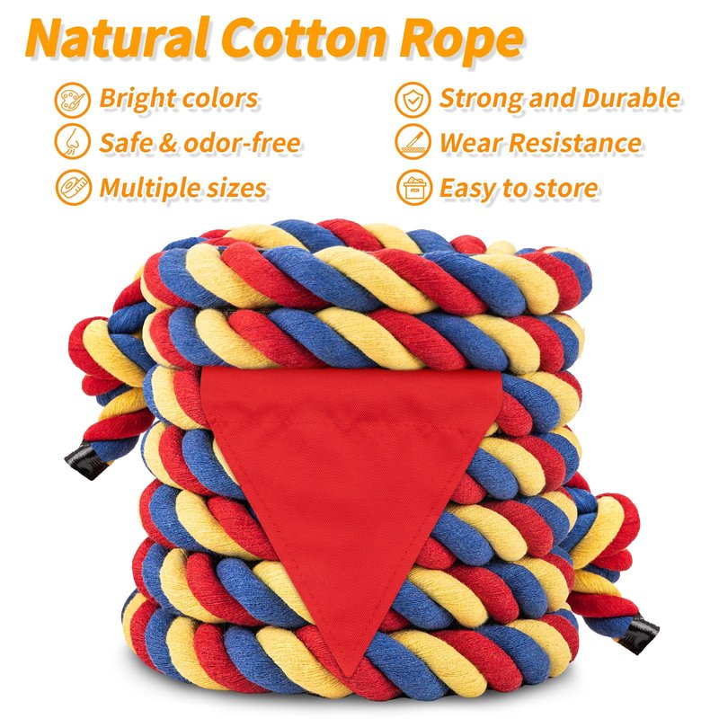 HOKINETY Tug of War Rope for Kids & Adults - 20ft Soft Cotton Outdoor Pulling Rope with Flag for Team Building Activities Field Day Family Reunions Birthday Parties Camping Games