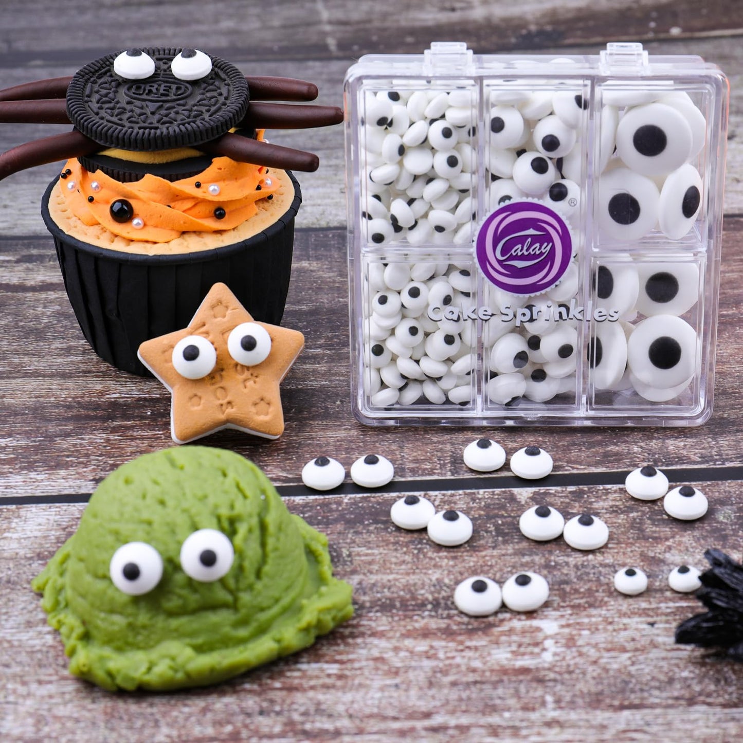 Edible Candy Eyes Sprinkles for Cake Decorating 4.58oz, Halloween Eyeball Sprinkles for Cookie Baking Ice Cream Brownie Cupcake Toppings