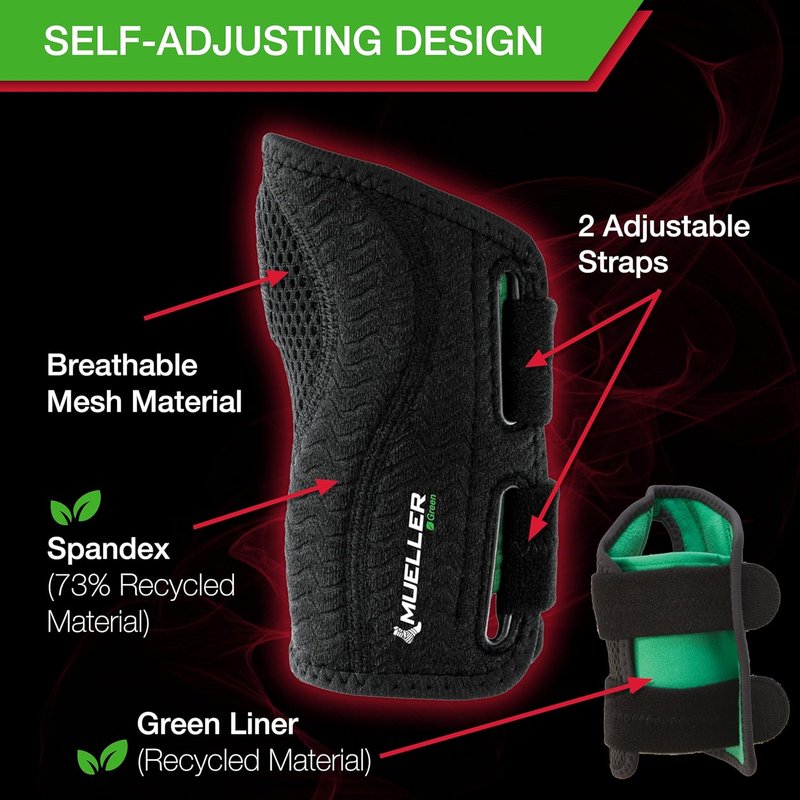 MUELLER Wrist Brace for Men & Women - Pain Relief Support for Carpal Tunnel & Arthritis | Black, Small/Medium