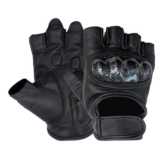 Hugger Fingerless Motorcycle Gloves for Men – Leather Riding Gloves with Knuckle Protection, Breathable Grip Gloves for Driving & Outdoor Use