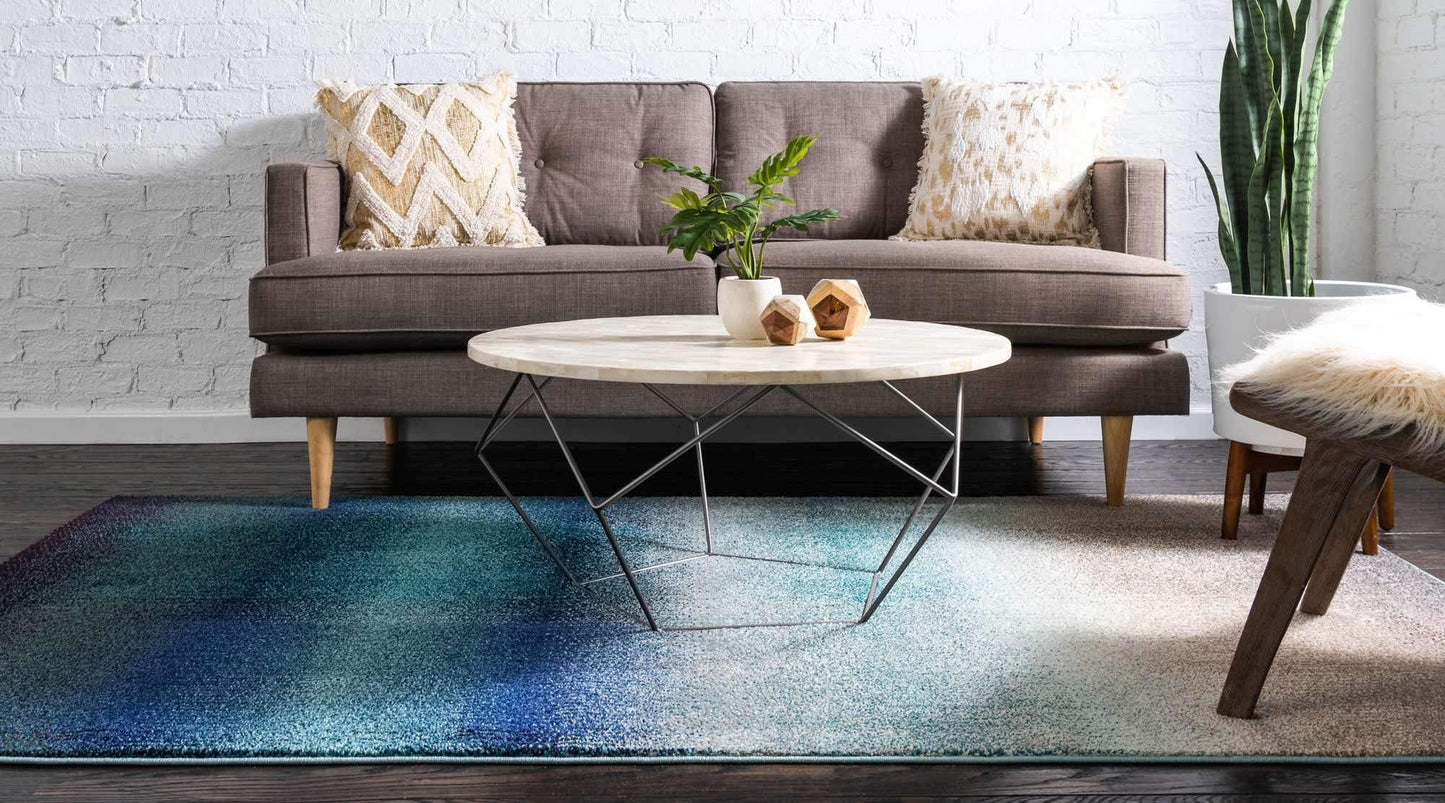 Unique Loom Estrella Collection Distressed, Gradient, Dark Colors, Abstract, Modern Area Rug (5' 0 x 8' 0 Rectangular, Blue/Beige)