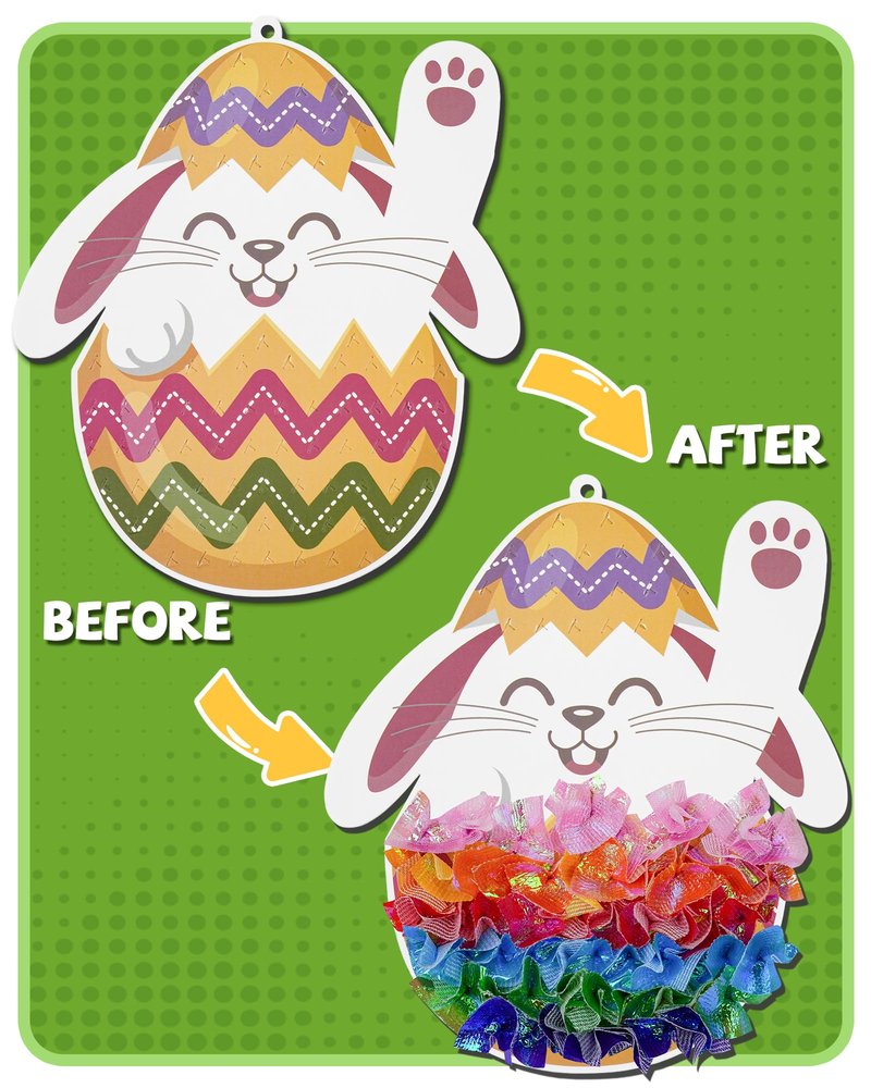 ATFUNSHOP 10 Packs Poke in Crafts Art Easter Basket Stuffers, Mess Free Kids Paper Activites, Easter Gifts for Boys and Girls 4 5 6 7 8 9 Years Old, DIY Eggs & Bunny Toys